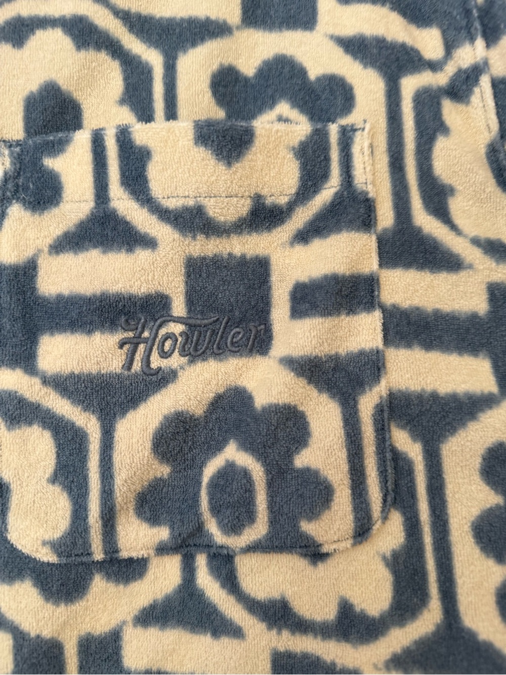 Howler Brothers Blue & White Geometric Terrycloth Short-Sleeve Shirt - Picture 3 of 7